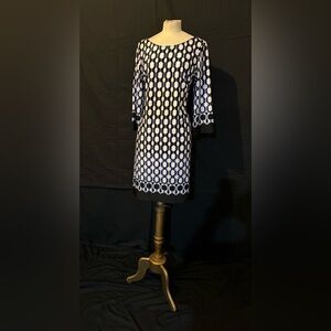 AB Studio Black Blue White Mini Dress L